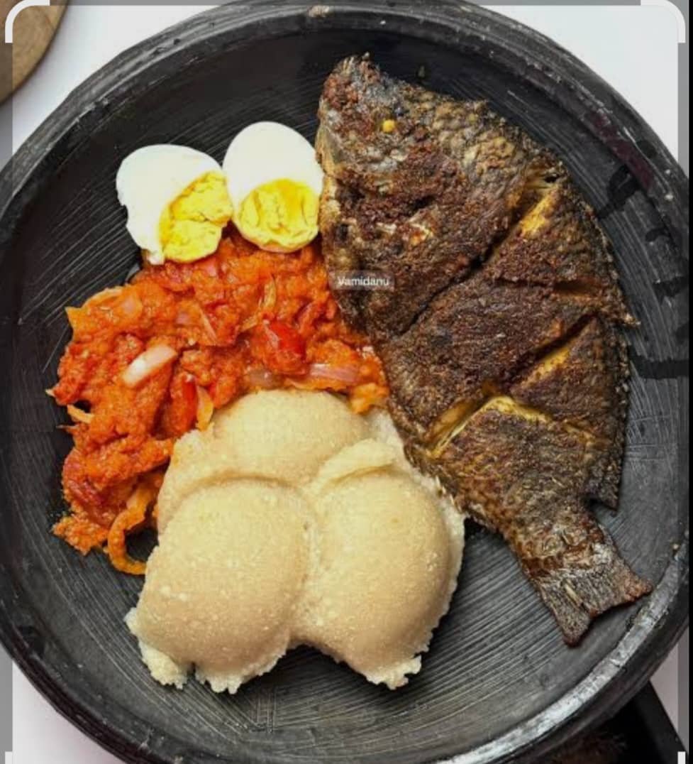 Eba(gari) with tilapia