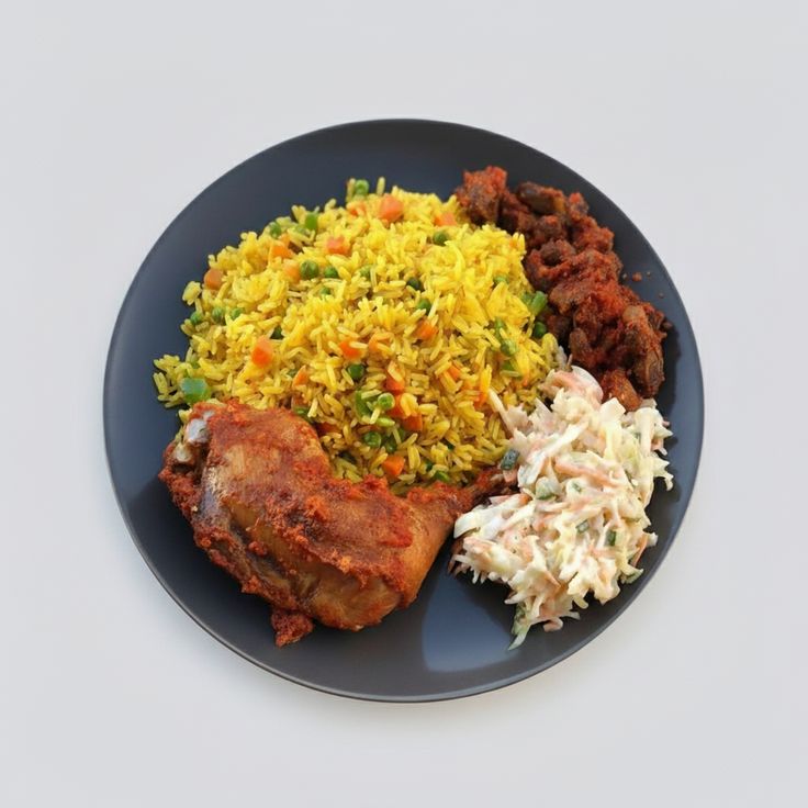 Fried Rice with fried chicken salad and egg