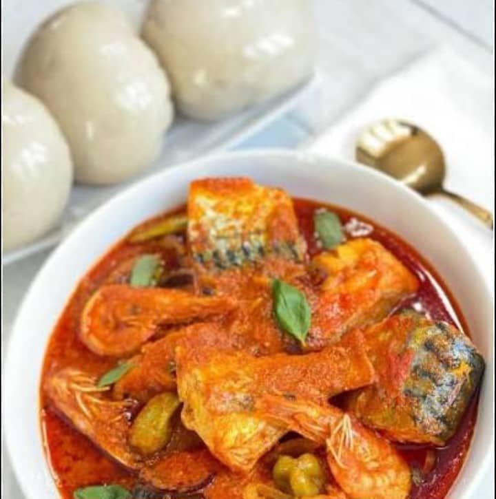 Banku with fante fante/ Fresh fish stew