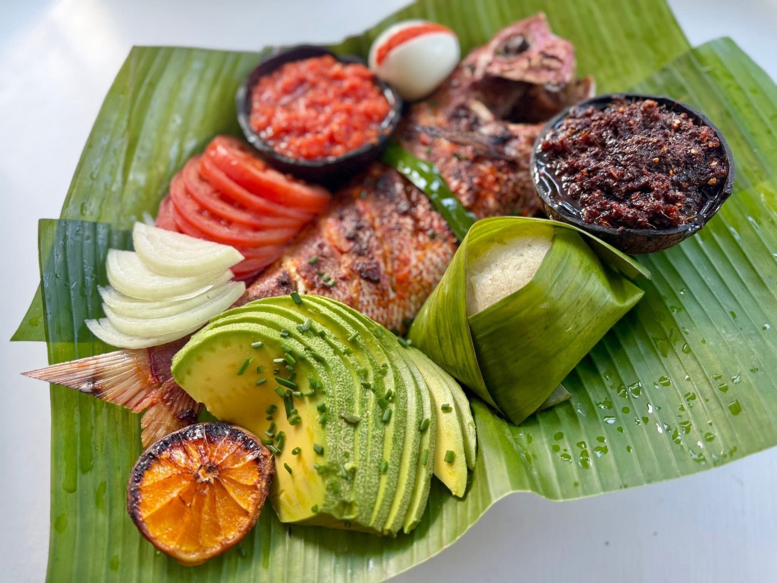 Grill red fish with banku