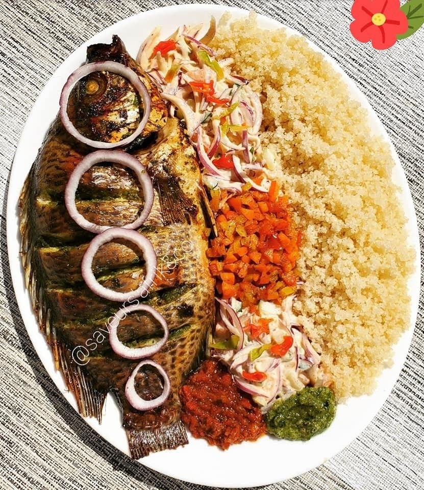 ATCHIÈKÉ : WITH  GRILLED TILAPIA