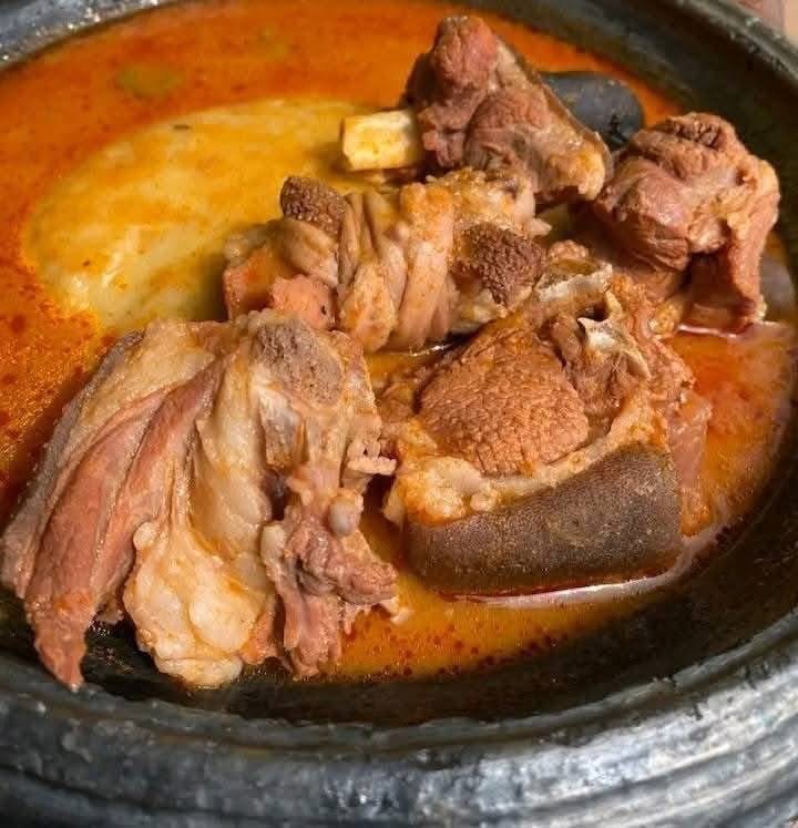 Fufu and goat meat with light soup