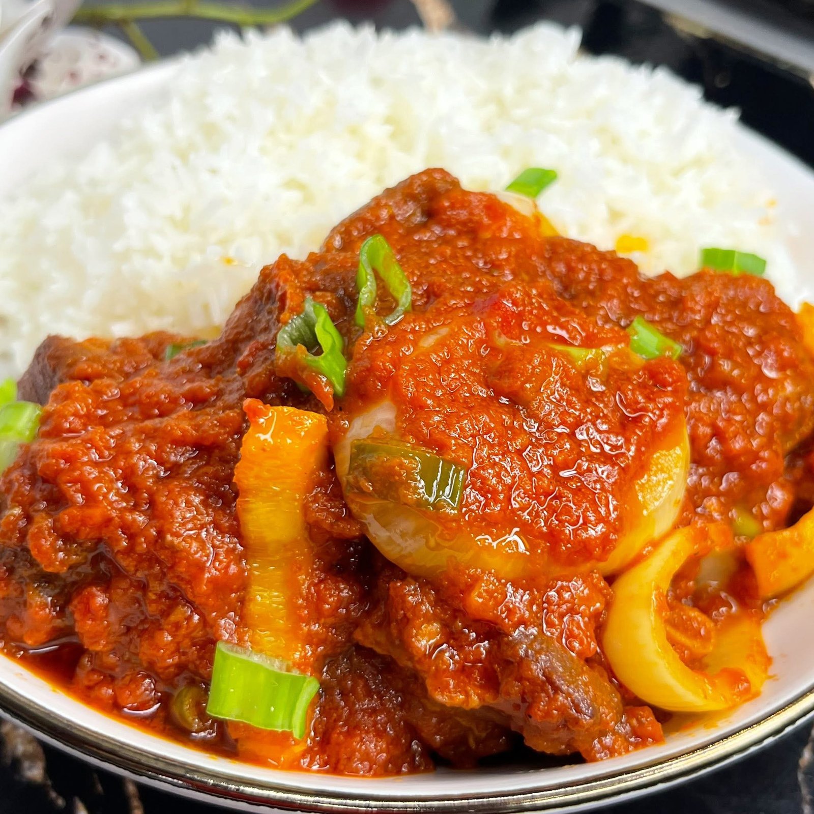Plain Rice and Zongo stew