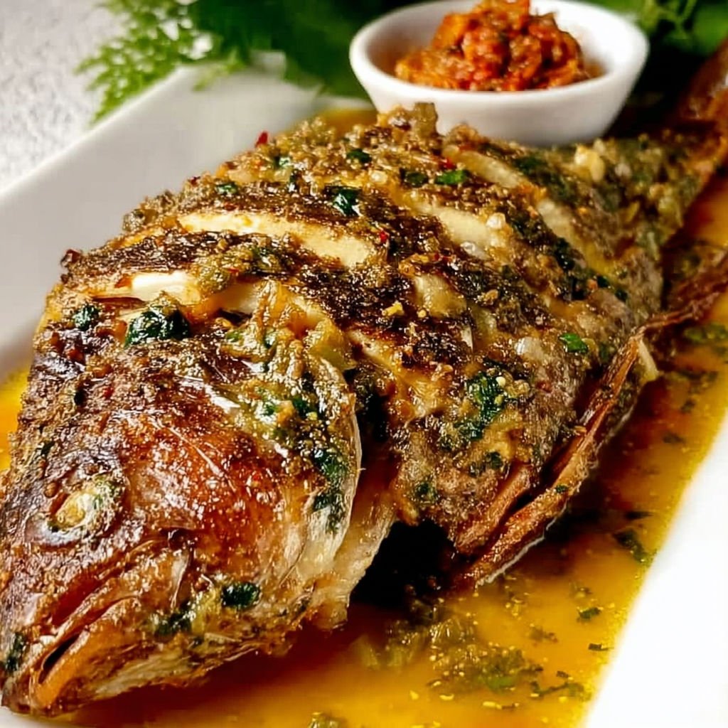 Grilled tilapia +Attieke/banku