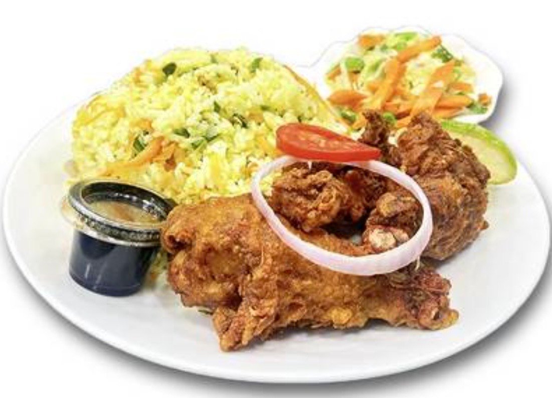 Fried rice with fried chicken