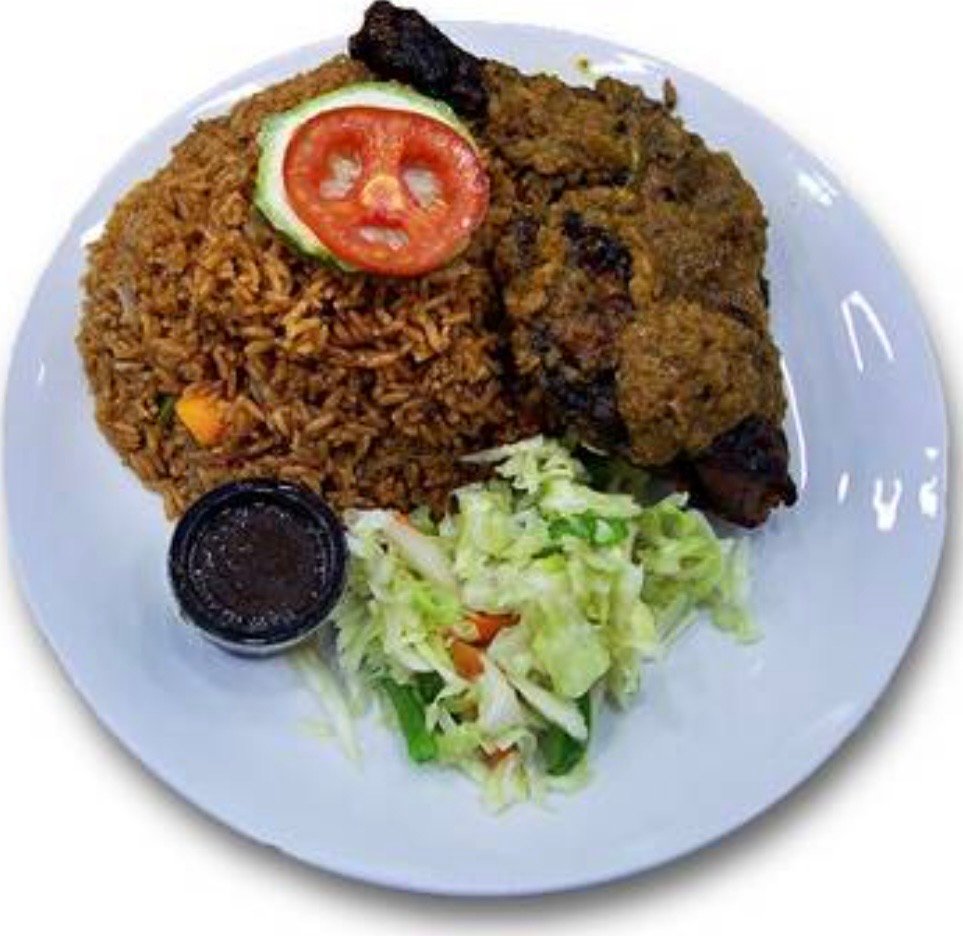 Grilled chicken Thigh with Jollof Rice